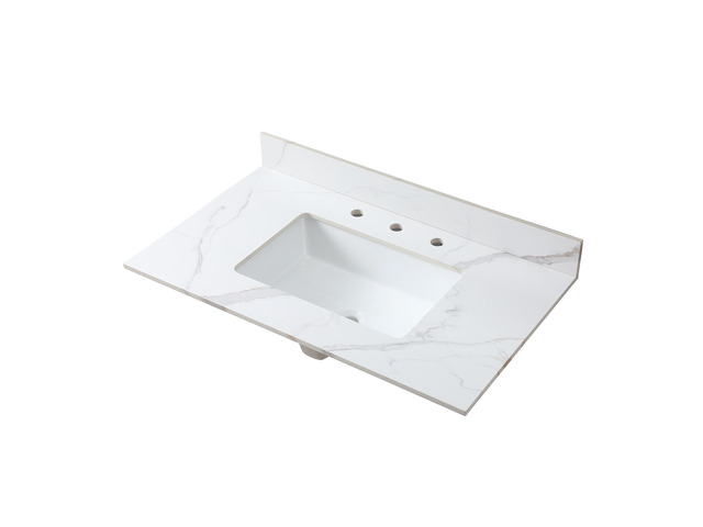 Montary 37inch bathroom vanity top stone carrara gold new style tops with rectangle undermount ceramic sink and 3 faucet hole for bathroom cabinet