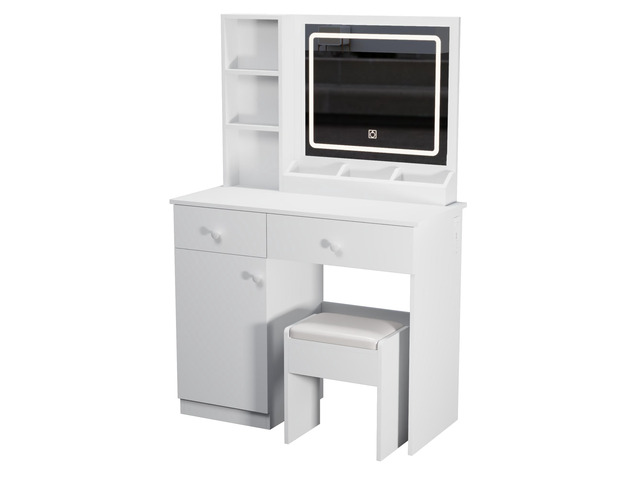 Fashion Vanity Desk with Mirror and Lights for Makeup, Vanity Mirror with Lights and Table Set with 3 Color Lighting Brightness Adjustable, 2 big...