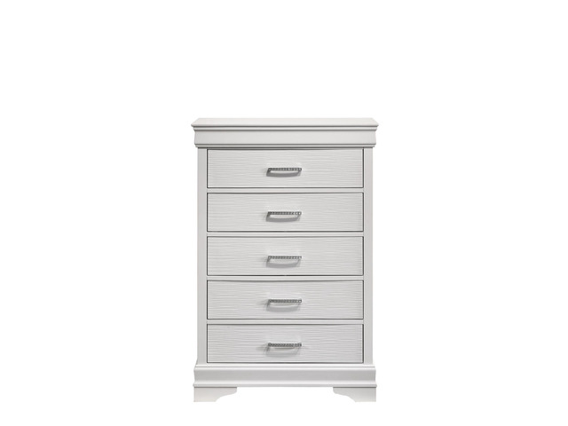 Modern 5 Drawers Chest made with Wood in White