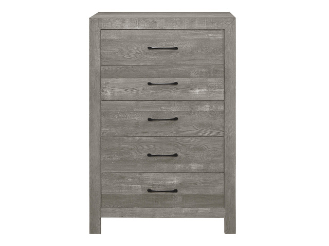 Rustic Design Gray Finish 1pc Chest with Storage Drawers Black Metal Hardware Bedroom Furniture