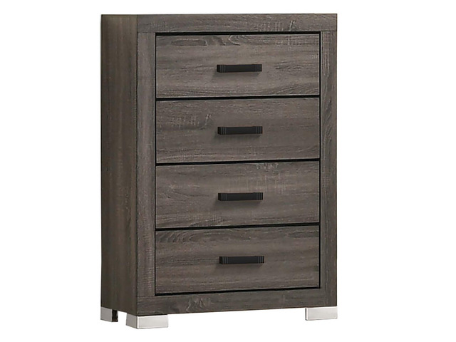 Modern Transitional Style 1pc Wooden Chest Bar Handle Gray Finish Bedroom Furniture