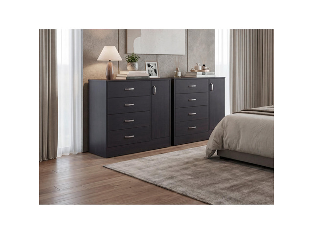 Wenge Dresser with Drawers and Door, Set of 2