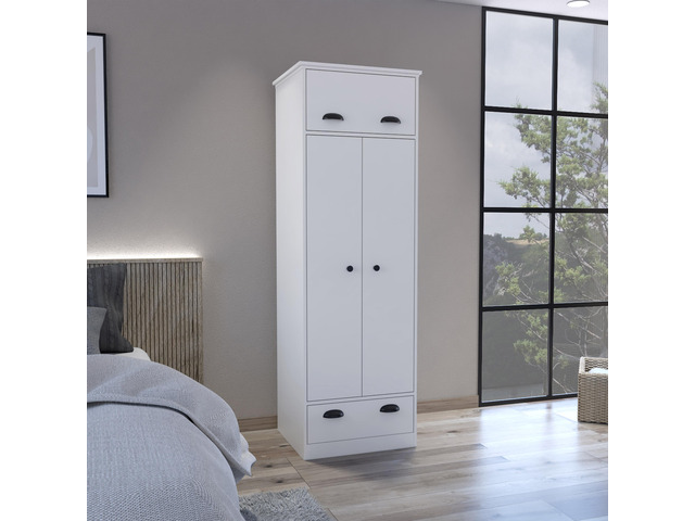 Falkland Armoire with 1 Drawer and 1 Hinged Drawer with Handles