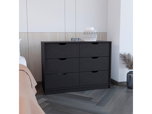 Dresser 30'H, Drawer Dresser with 2 Lower Cabinets, Drawer Chest, Black