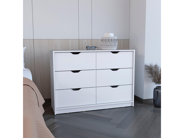 Dresser 30'H, 4 Drawer Dresser with 2 Lower Cabinets, Drawer Chest, White