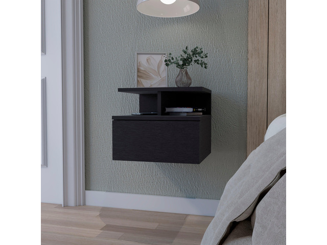 Augusta Floating Nightstand with 2-Tier Shelf and 1-Drawer