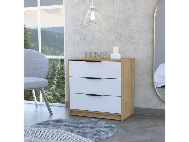 Kaia 3 Drawers Dresser, Superior Top -White / Pine
