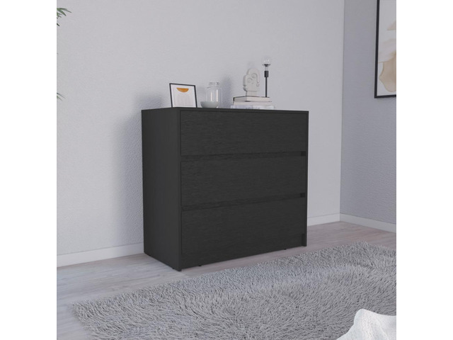 Austin Three Drawer Dresser, Pull Out Mechanism-Black