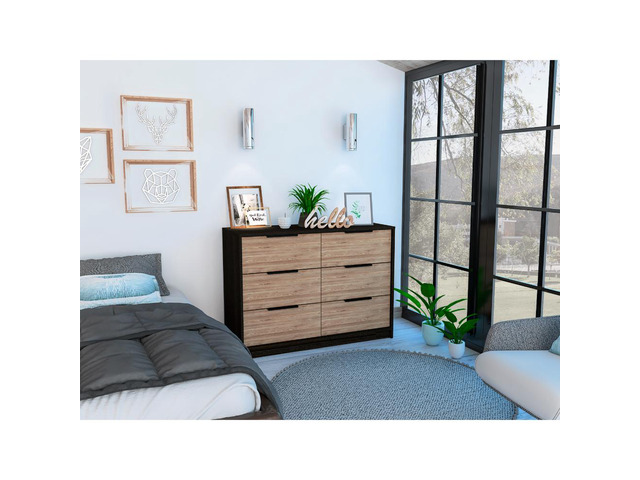 Kaia 4 Drawers Dresser, Superior Top -Black / Pine