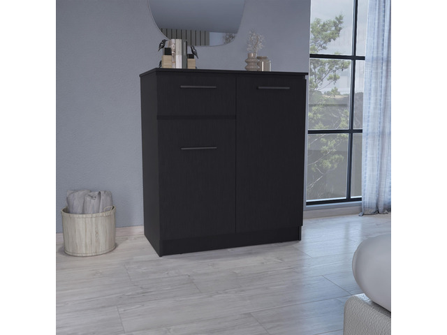 Idaho Dresser with 2-Door Cabinets and Drawer -Black