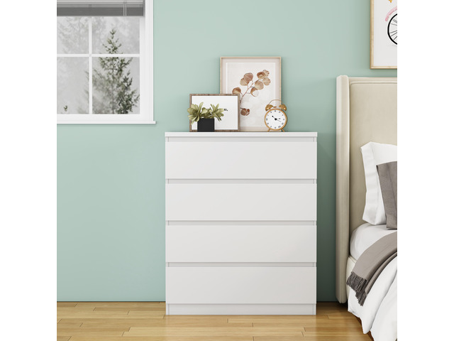 4 Drawer Dresser,Modern Storage Chest Of Drawers,31.5In White Dresser For Closet With Handle-Free Design, Closet Chests Organizer For Bedroom,...