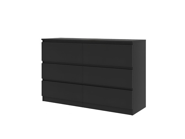 6 Drawer Black Dresser, Modern Bedroom Dresser with Spacious Countertop, Wood Storage Cabinet with Concealed Handles & 6 Deep Drawers for Bedroom,...