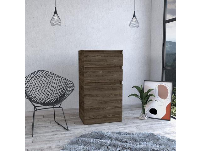 Kamelot Dresser With Jewelry Box, Single Door Cabinet, Mirror, Two Drawers -Dark Walnut