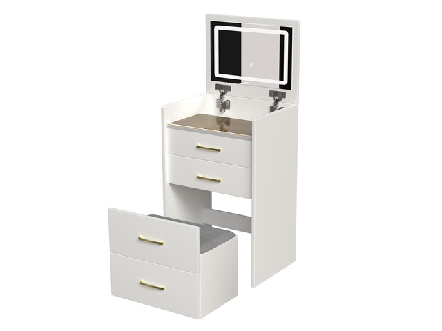 3 in 1 Vanity Desk with open Top Mirror,Small Make Up Vanity Set with Visible Glass Desktop,Compact Makeup Vanity with 3 Drawers,Dressing Table for...