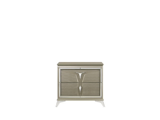 Modern Style 2-Drawer Nightstand Made With Wood & Mirrored Accents