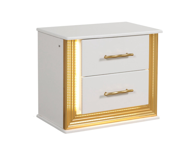 Obsession Contemporary Style 2-Drawer Nightstand Made With Wood & Gold Finish