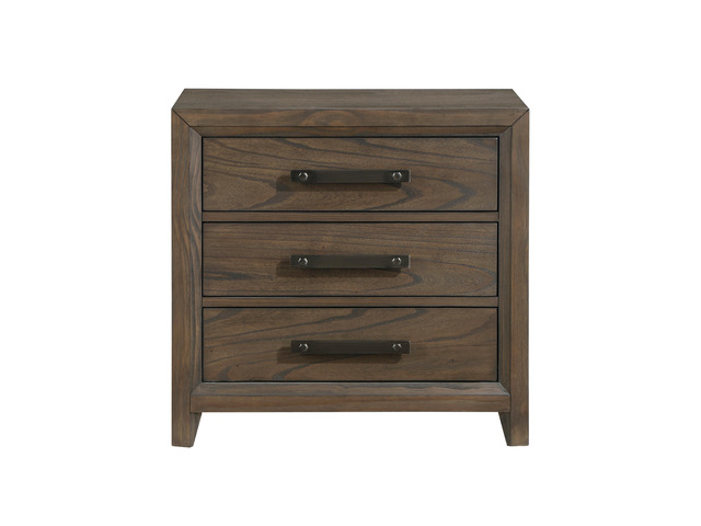 Dark Walnut Finish Nightstand Of 3 Drawers Classic Design Bedroom Furniture 1Pc