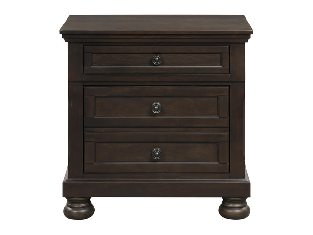 Transitional Design Nightstand Grayish Brown Finish Two Dovetail Drawers Bun Feet Wooden Furniture