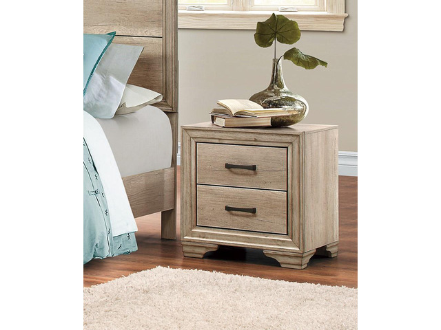 Contemporary Bedroom Furniture 1Pc Nightstand Of Drawers Natural Finish Melamine Laminate Bed Side Table