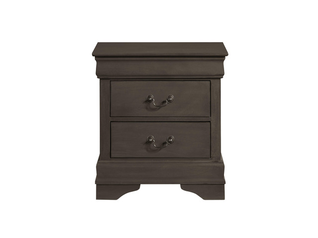 Classic Louis Philippe Style Stained Gray Finish 1Pc Nightstand Of 2X Drawers Traditional Design Bedroom Furniture