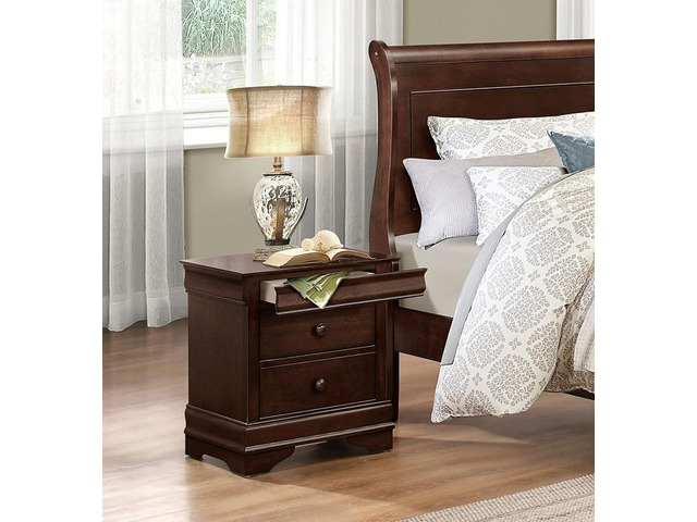 Louis Philippe Style 1pc Nightstand of Drawers Brown Cherry Finish Okume Veneer Bedroom Furniture