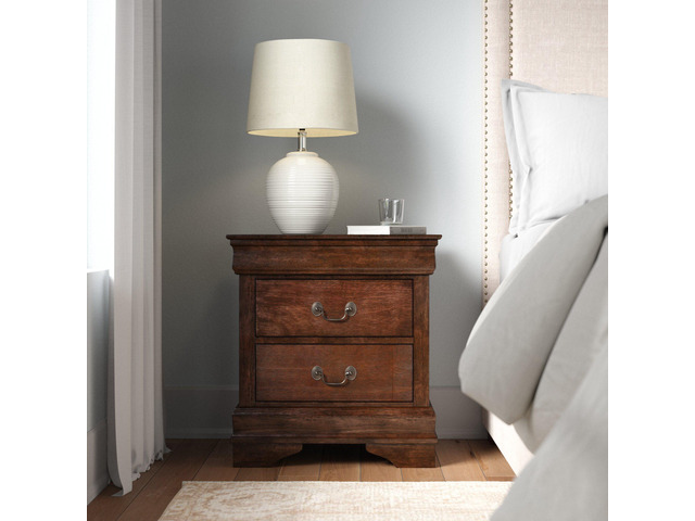 Classic Louis Philippe Style Brown Cherry Finish 1Pc Nightstand Of 2X Drawers Traditional Design Bedroom Furniture