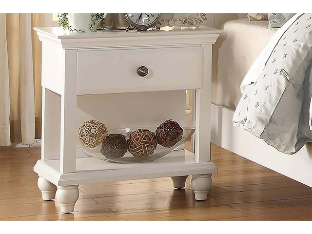 Modern Bedroom Nightstand White Color Wooden 1 Drawers And Shelf Bed Side Table Plywood