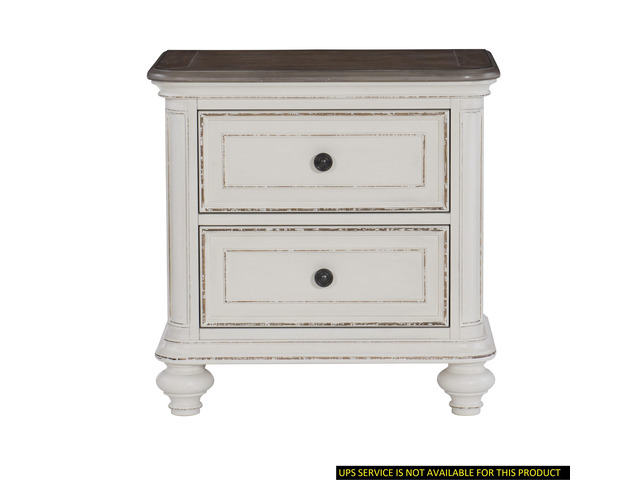 Antique White And Brown-Gray Finish1Pc Nightstand Of Drawers Black Knobs Traditional Design Bedroom Furniture