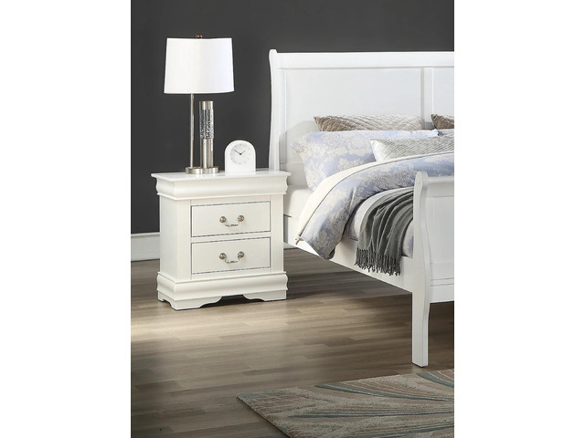 1pc White Finish Two Drawers Louis Philip Nightstand Solid Wood Contemporary & Simple Style