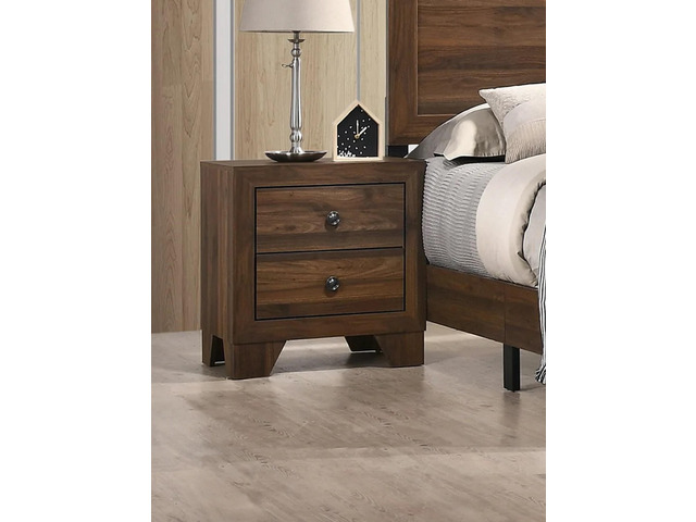 1Pc Transitional 2-Drawer Nightstand With Metal Hardware Brown Cherry Finish Bedroom Furniture
