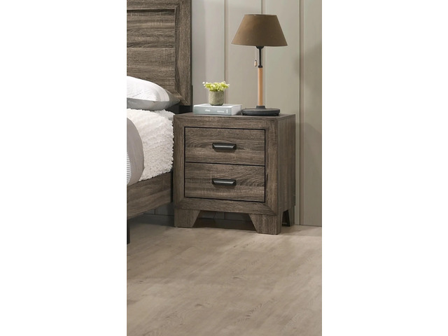 1Pc Transitional 2-Drawer Nightstand With Metal Hardware Rustic Gray Finish Bedroom Furniture