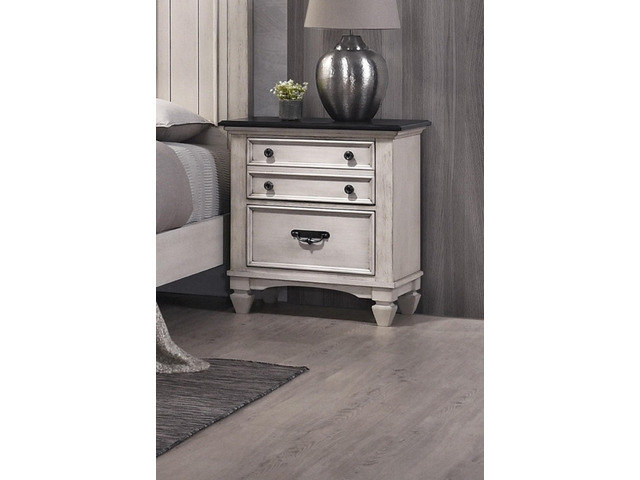 Beautiful Two-Tone Finish 1-Pc Nightstand End Table Two Storage Drawers Bedroom Furniture