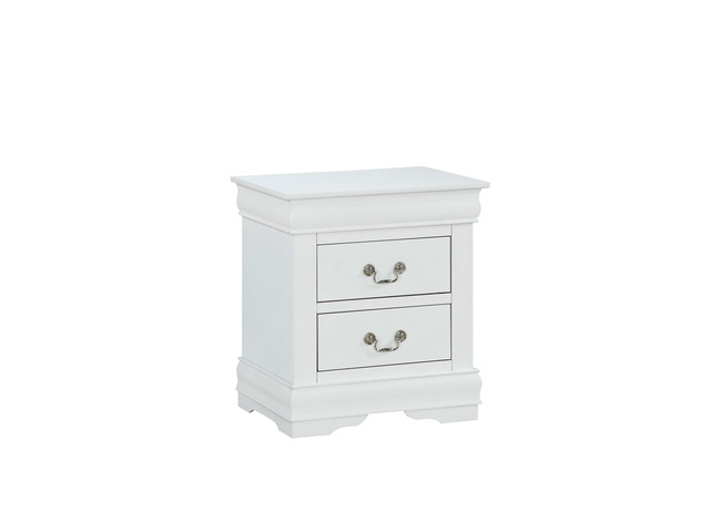 1Pc Nightstand White Louis Philippe Solid Wood English Dovetail Construction Antique Nickle Hanging Pulls
