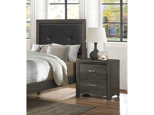 Dark Gray Finish Nightstand 1Pc Chrome Tone Handles Contemporary Design Bedroom Furniture Bed Side Table