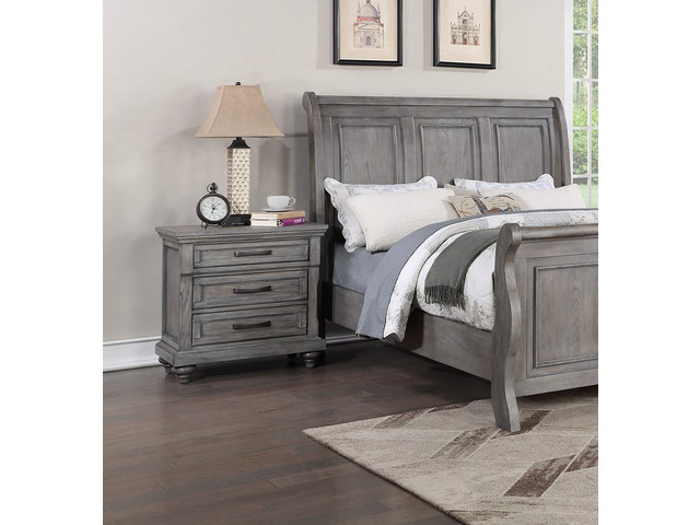 Contemporary Modern Look Antique Gray Oak Finish 1Pc Nightstand Storage Space Bedside Table Oak Veneer Bedroom Furniture