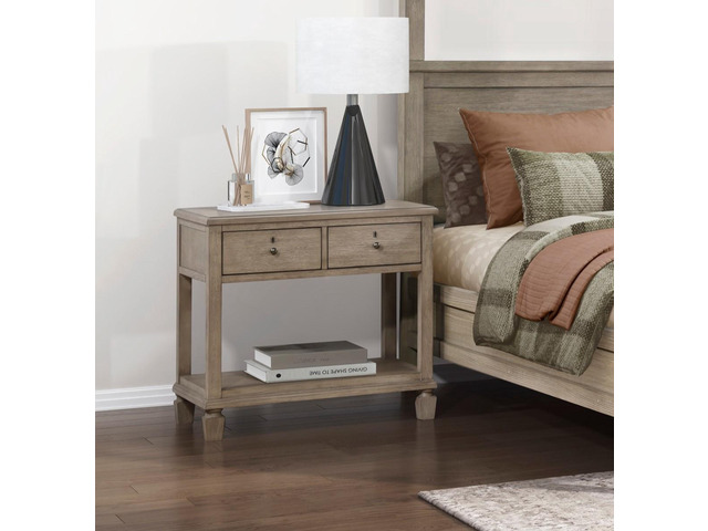 Gray Oak Finish Classic Transitional Bedroom Furniture 1Pc Nightstand Of 2 Drawers Open Bottom Shelf Wooden Furniture Bedside Table