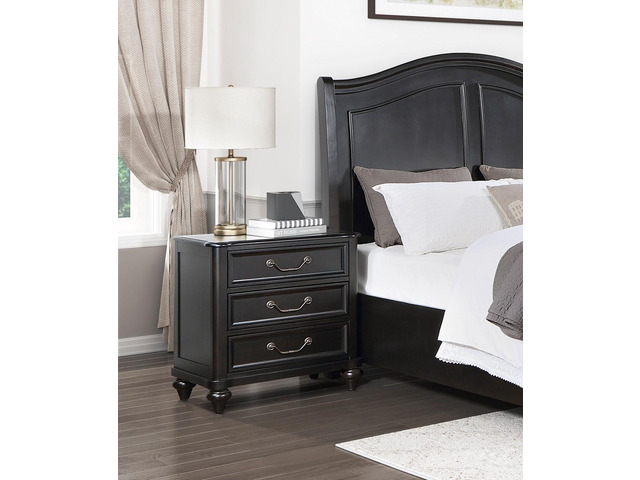 Charcoal Brown Finish Traditional Bedroom Furniture 1Pc Nightstand Of 3 Drawers Antique Handles Classic Design Bedside Table