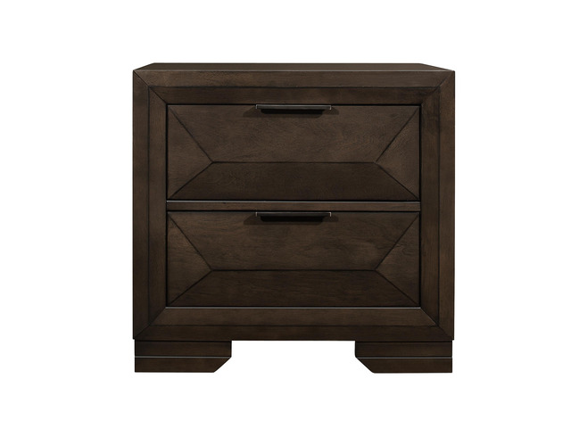 Contemporary Design 2-Drawers Nightstand 1Pc Bedroom Furniture Warm Espresso Finish Raised Panel Front