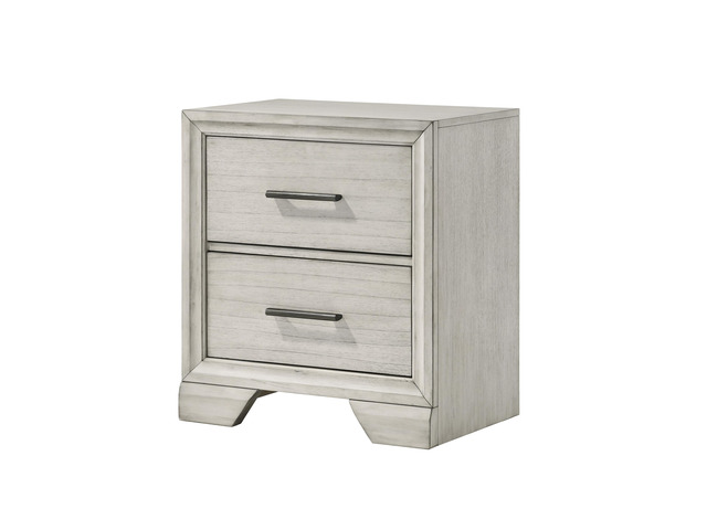 1Pc Contemporary Style Two Storage Drawers Nightstand End Table Bedroom Solid Wood Wooden Furniture Dark Wood Finish