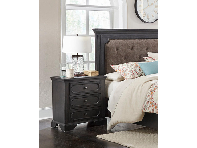 Traditional Design 3-Drawers Nightstand 1Pc Charcoal Finish Rustic Style Bedroom Furniture