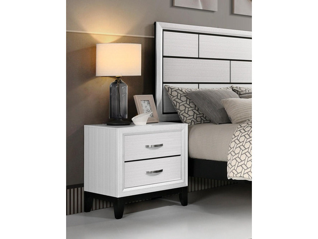 Modern Contemporary White Finish Storage Nightstand Of 2X Drawers 1Pc Wooden Bedroom Furniture