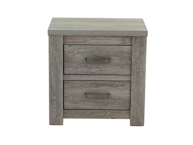 Bedroom Furniture Rustic Light Grey Simple 1pc Nightstand 2-Drawers Bed Side Table Solidwood