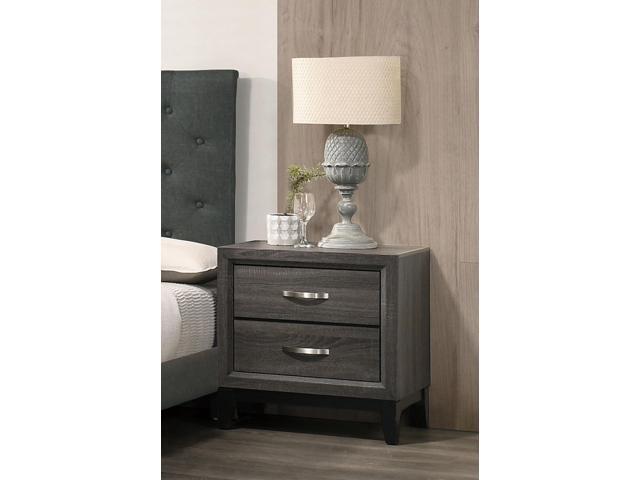 Bedroom Furniture Rustic Grey Oak Simple 1Pc Nightstand 2-Drawers Bed Side Table Solidwood