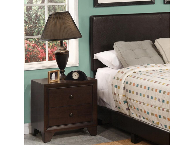 Espresso Finish 2-Drawers Nightstand Wooden Casual Bedroom Furniture 1Pc