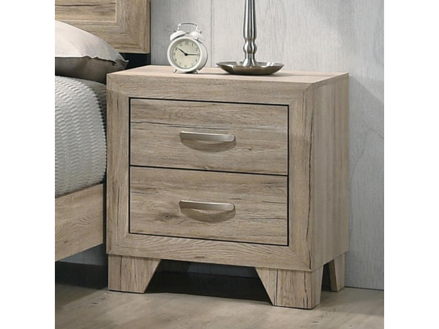 Natural Finish 2-Drawer Contemporary Nightstand Wooden Bedroom Furniture 1Pc