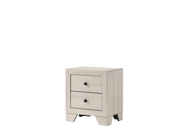 1Pc Rustic Two Drawers Storage Nightstand White Wash Finish Wooden Bedroom Furniture