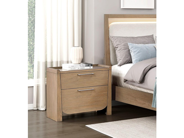 1Pc Modern Light Brown Finish Nightstand With Storage Drawers Wooden Bedroom Furniture Stunning Design
