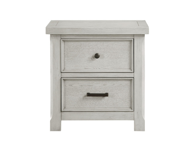 Classic Light Gray Finish Nightstand Of 2X Drawers Wooden Bedroom Furniture 1Pc