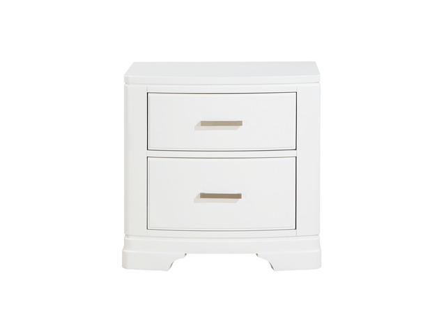 White Finish Sleek Design Nightstand With Two Storage Drawers Transitional Style Bedroom Furniture 1Pc