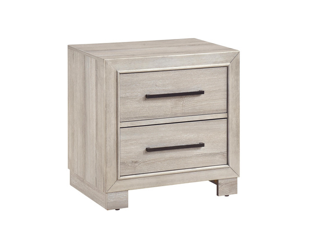 Modern Gray Finish Two-Drawer Nightstand Wooden Bedroom Furniture 1Pc Bedside Cabinet